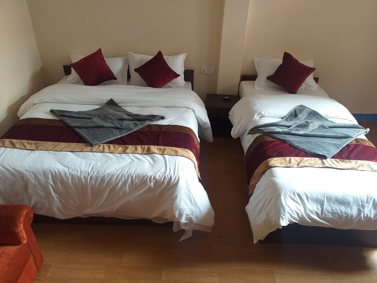 Double bed with private bathroom