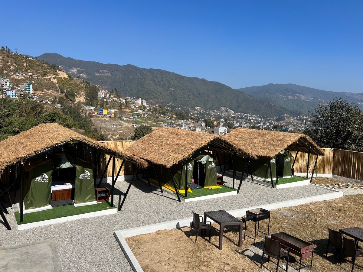 Glamping tents in the nature.