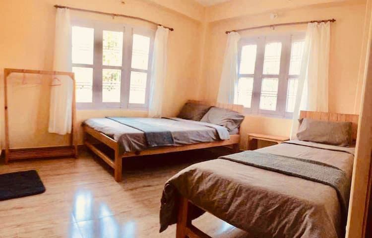 Sunny walkup near the fewa lake — photo