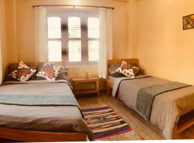 Sunny walkup near the fewa lake — photo